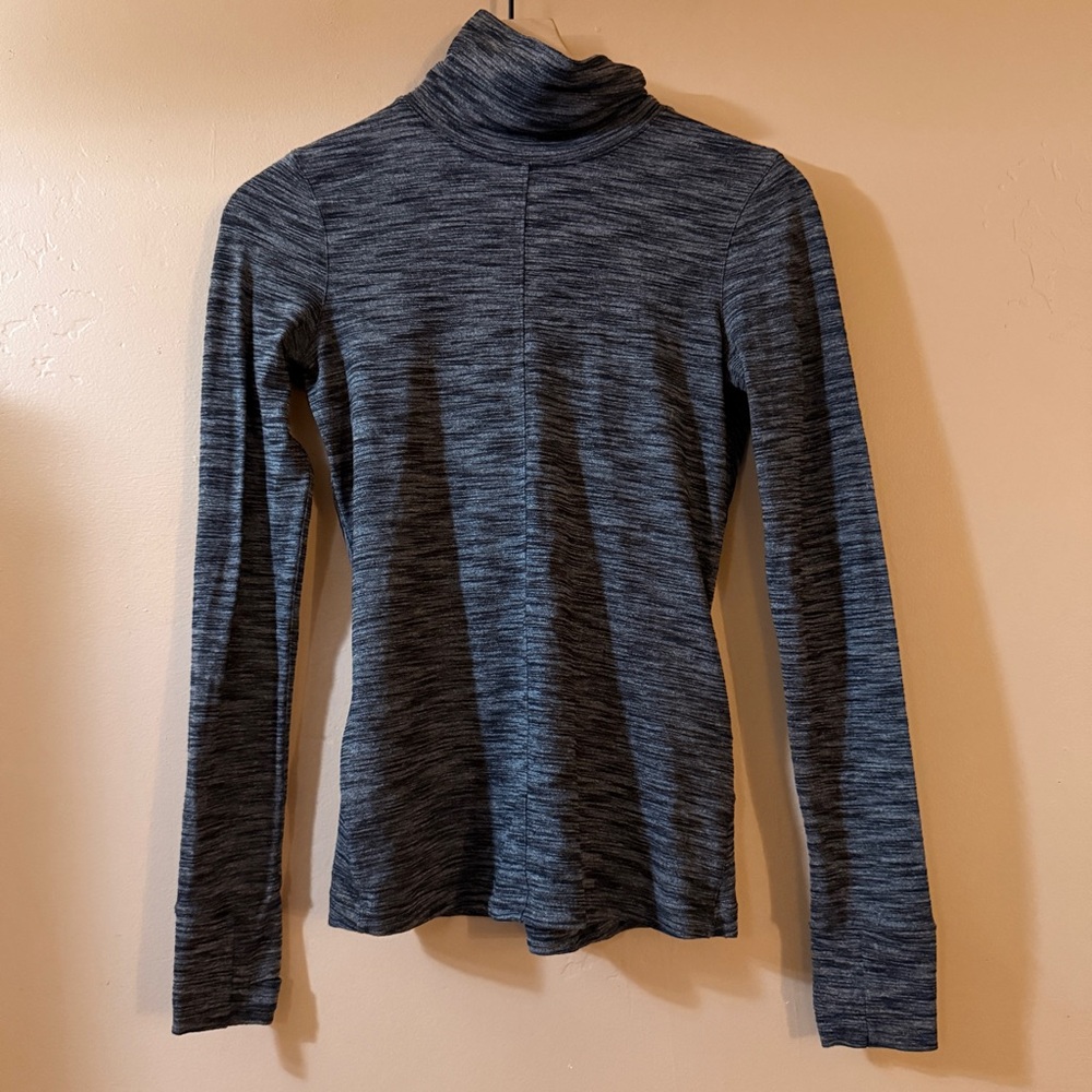 Lululemon &Go Take Off Long Sleeve mock Neck Black Grey Heathered Top Sz 2